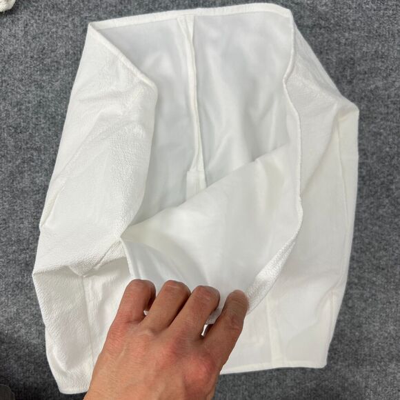 Pretty Little Thing 2 Pc One Shoulder Crop Top Skirt Set Womens 4 White Woven - Picture 8 of 13